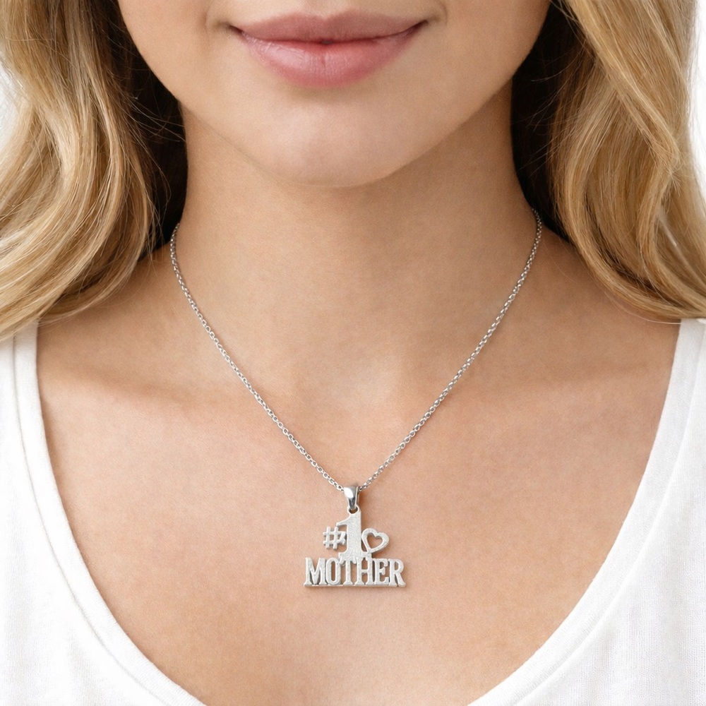 Silver #1 Mother Pendant Necklace